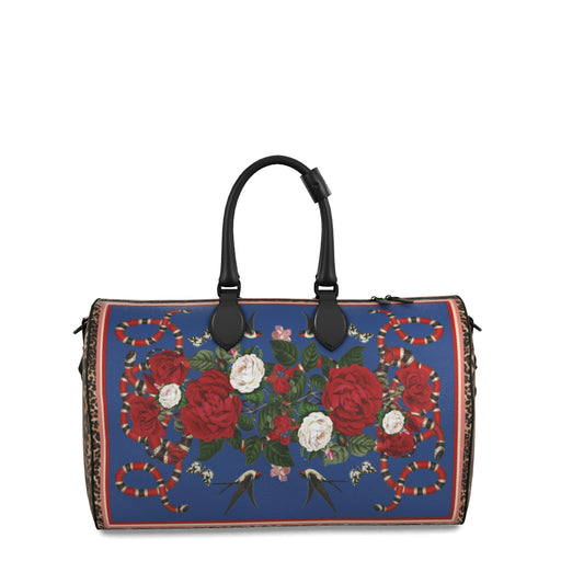 Rock 'N' Roses  - Weekender Leather Duffle Bag - Admiral