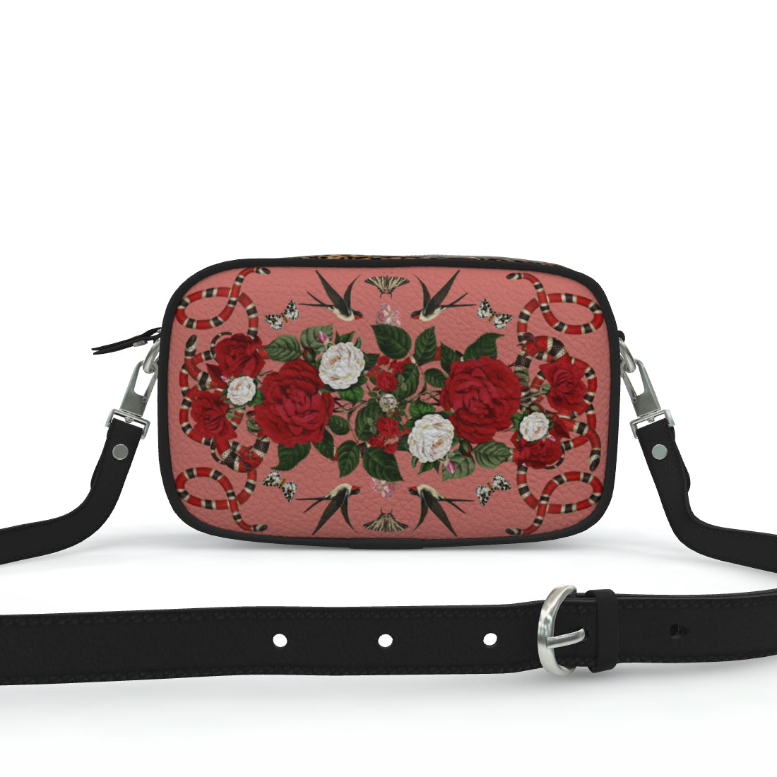Rock 'N' Roses leather shoulder bag - Flamingo