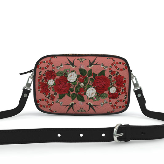 Rock 'N' Roses leather shoulder bag - Flamingo