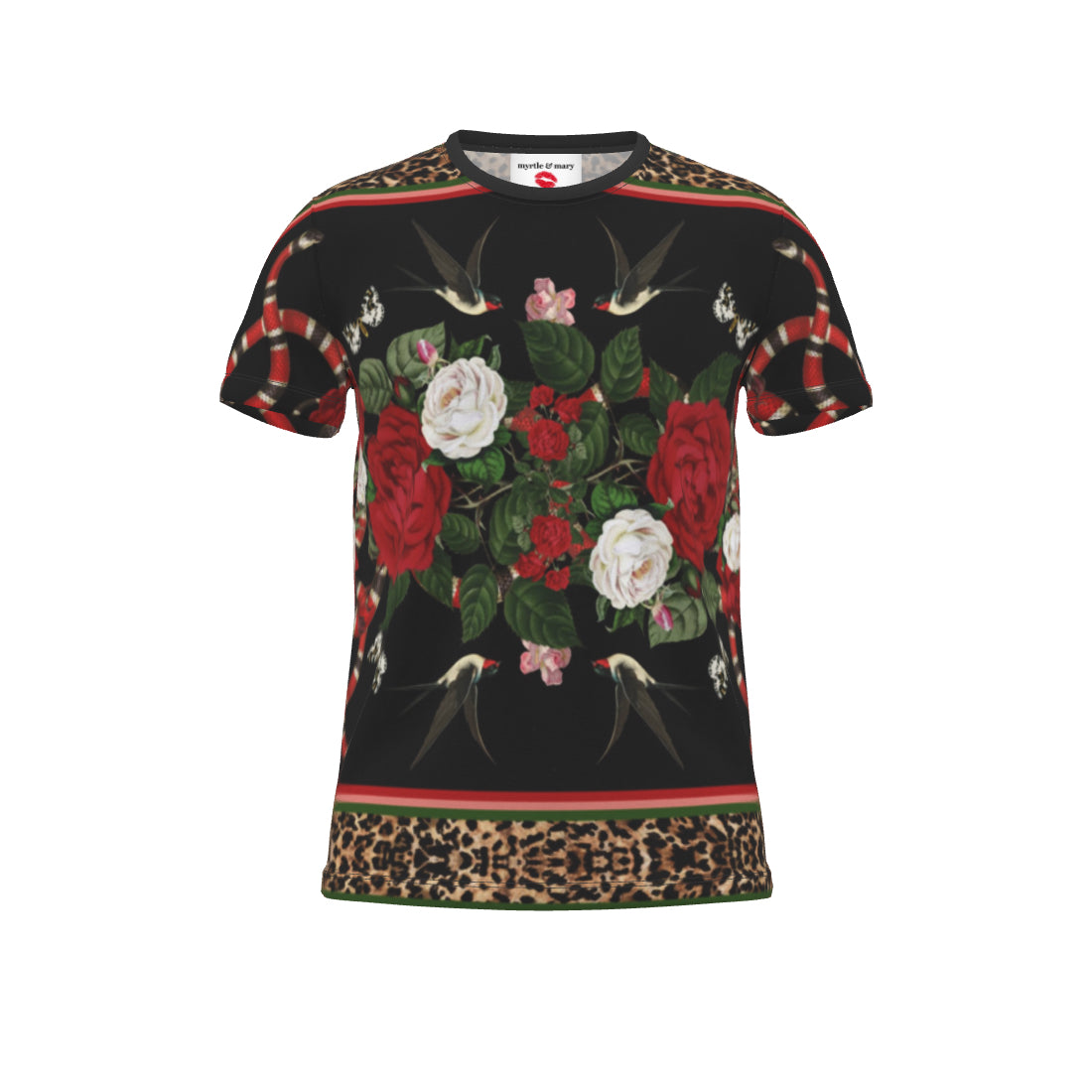 Rock 'N' Roses Unisex Round Neck T-Shirt - Ink