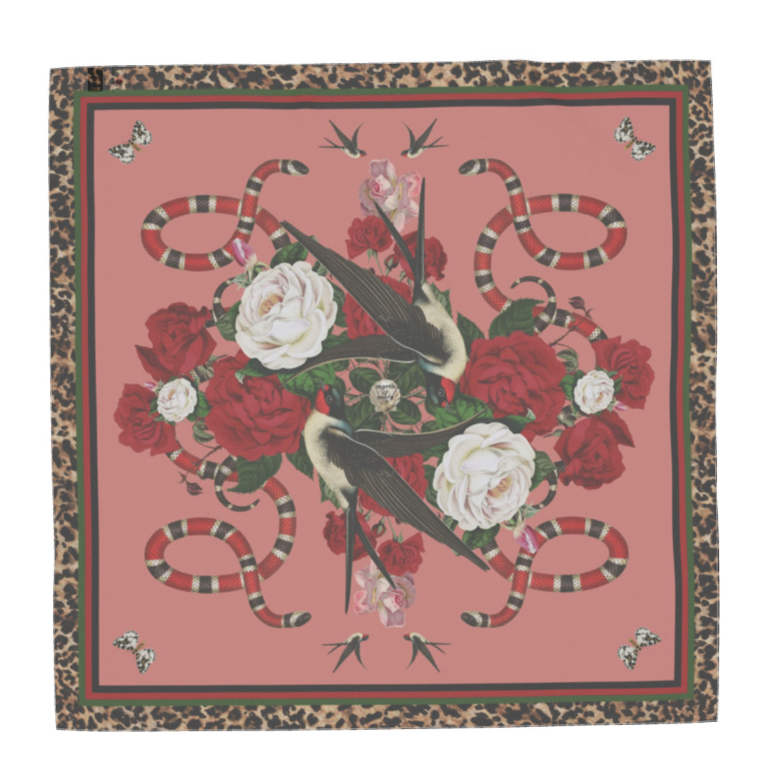 Rock 'N' Roses Georgette Silk Scarf - Flamingo