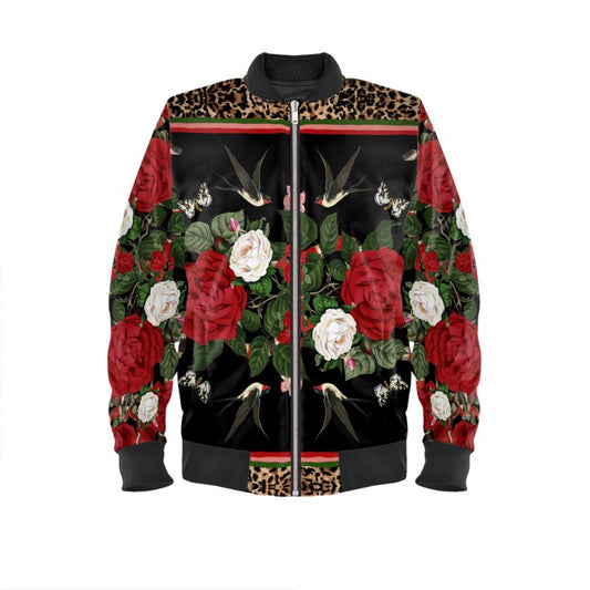 Rock 'N' Roses Men's Satin Bomber Jacket - Ink