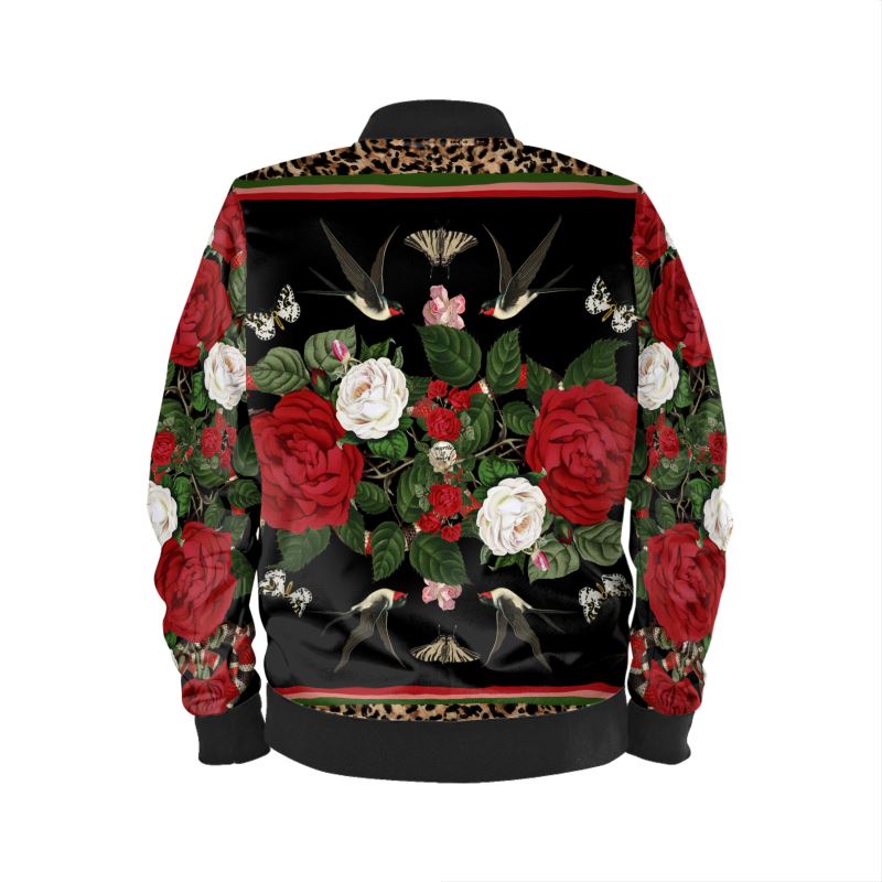 Rock 'N' Roses Men's Satin Bomber Jacket - Ink