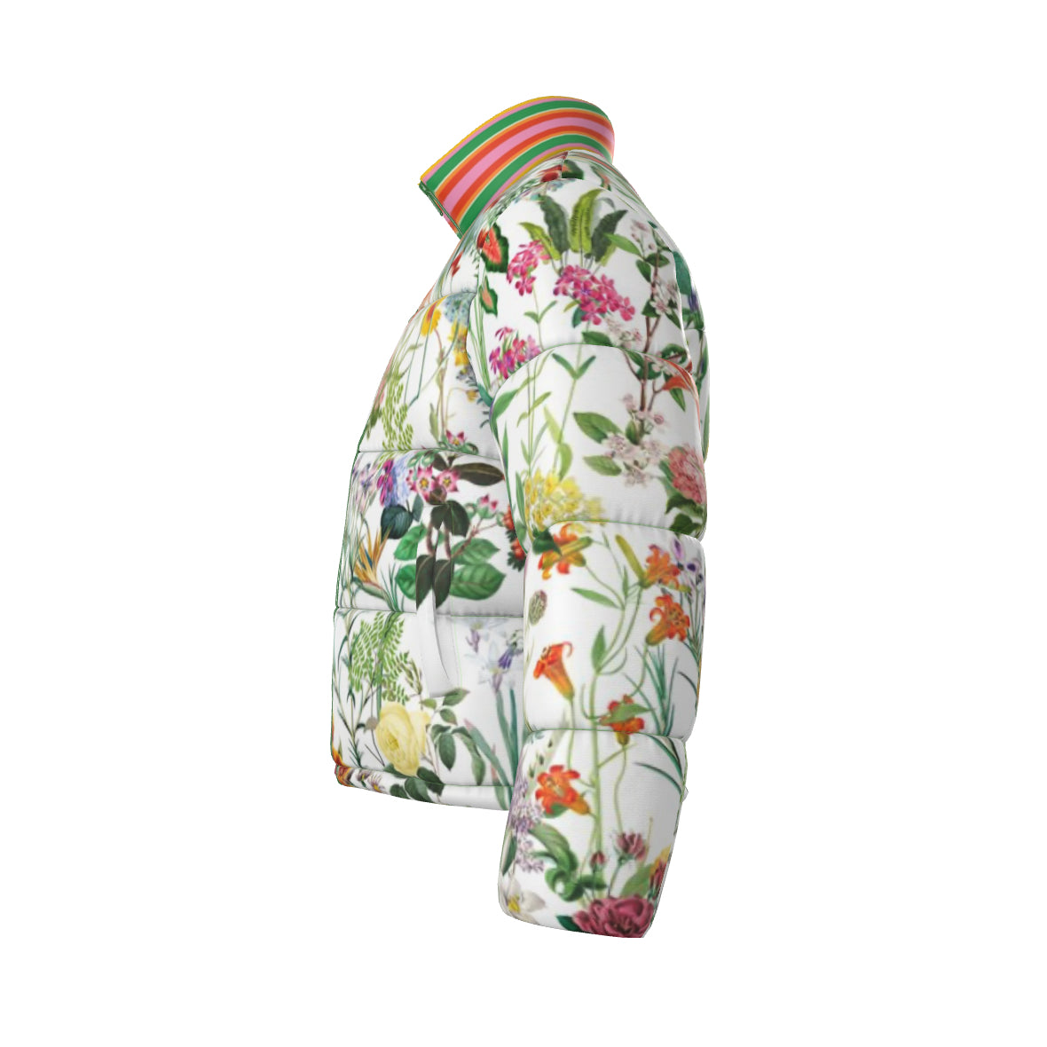 Bloom Stripe Unisex Silk Puffer Jacket