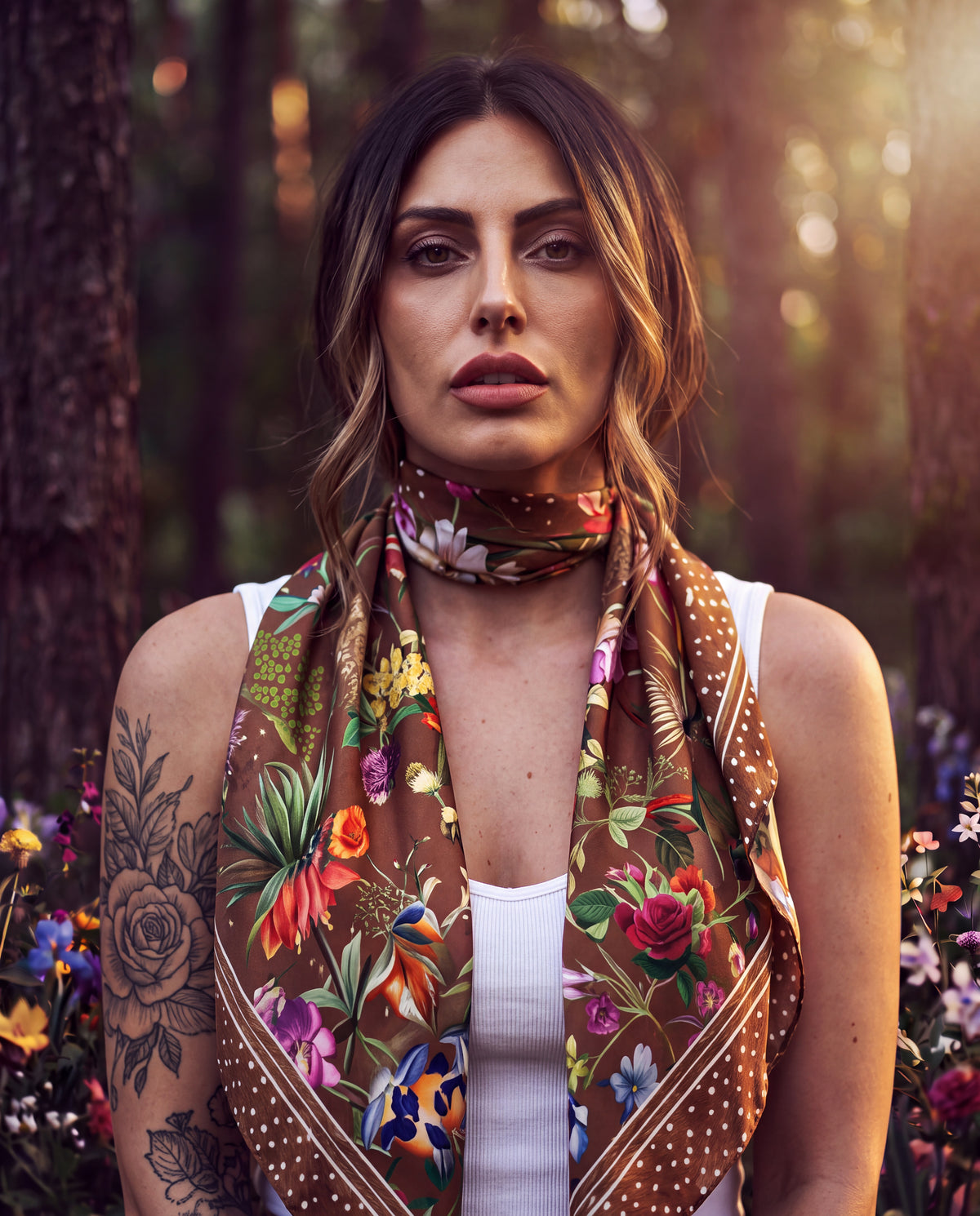 Bloom Fade Fawn Silk Scarf