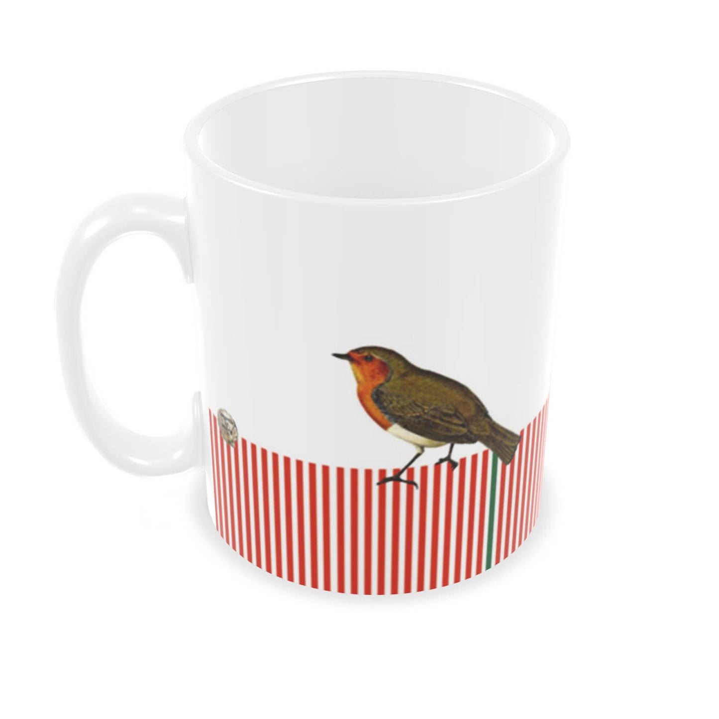 Candy Cane Robin Mug - Red