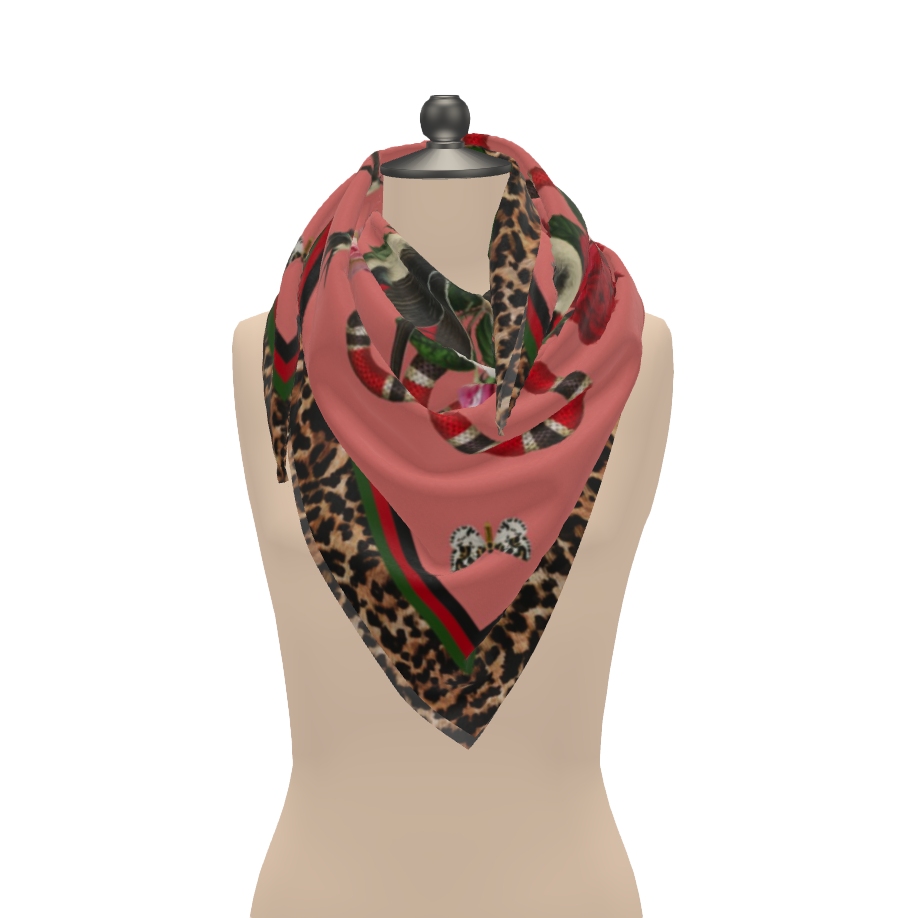 Rock 'N' Roses Georgette Silk Scarf - Flamingo