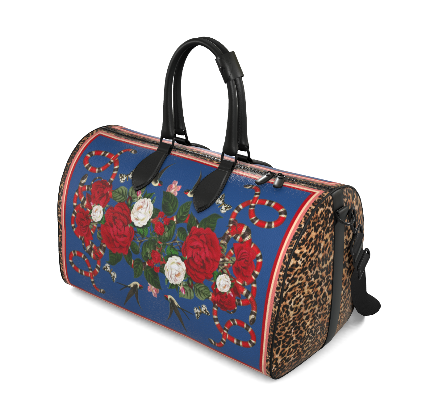 Rock 'N' Roses - Weekender Leather Duffle Bag - Admiral