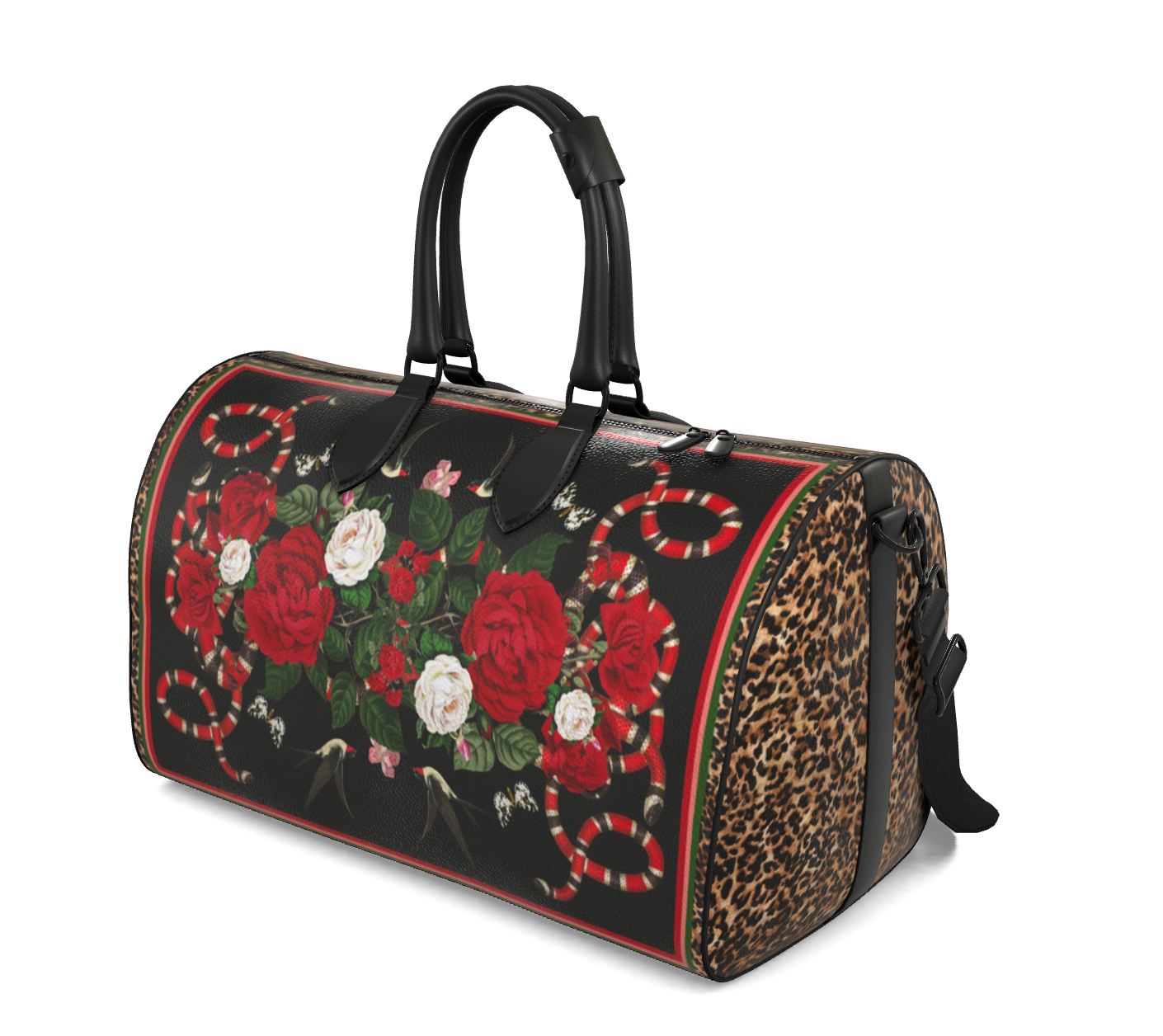 Rock 'N' Roses - Weekender Leather Duffle Bag - Ink