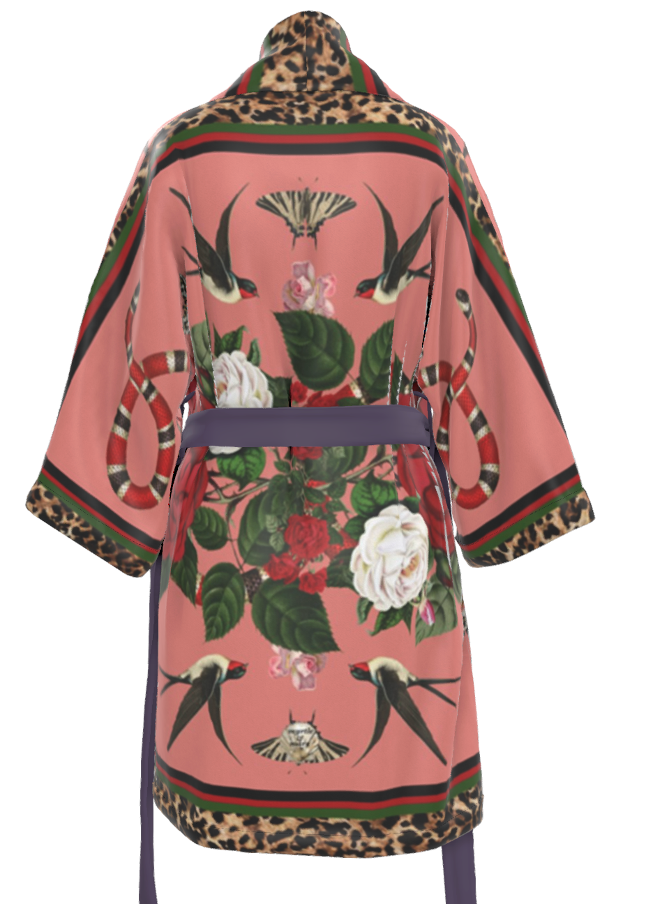 Rock 'N' Roses Silk Sensation Kimono - Flamingo
