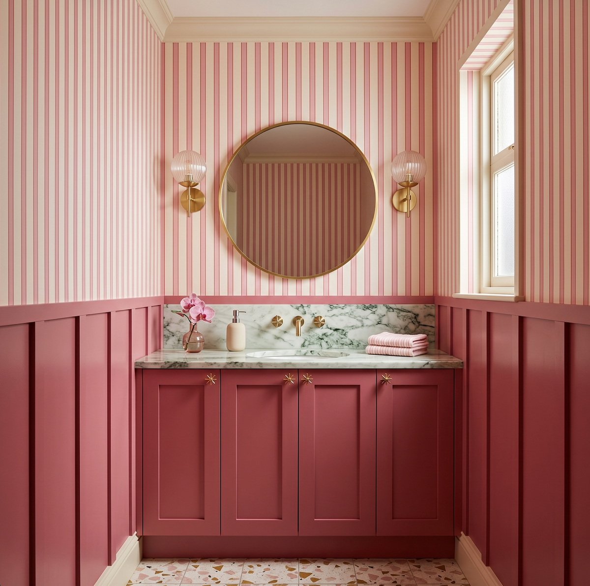 Miami Palm Pin Stripe Wallpaper