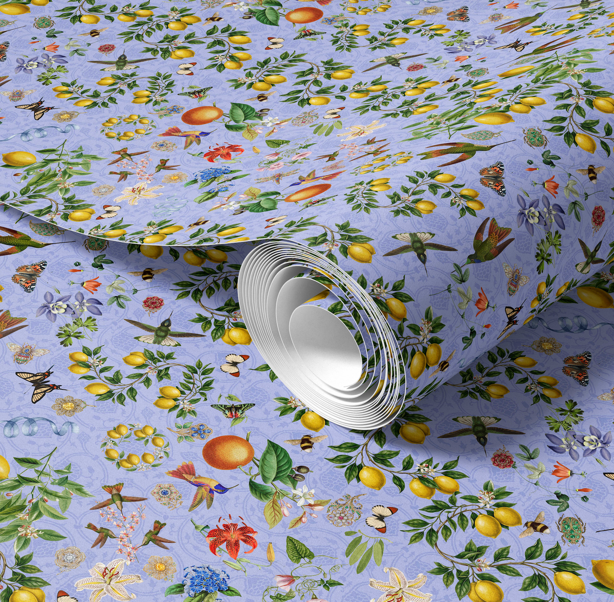 Citrus Dreams Lilac Wallpaper