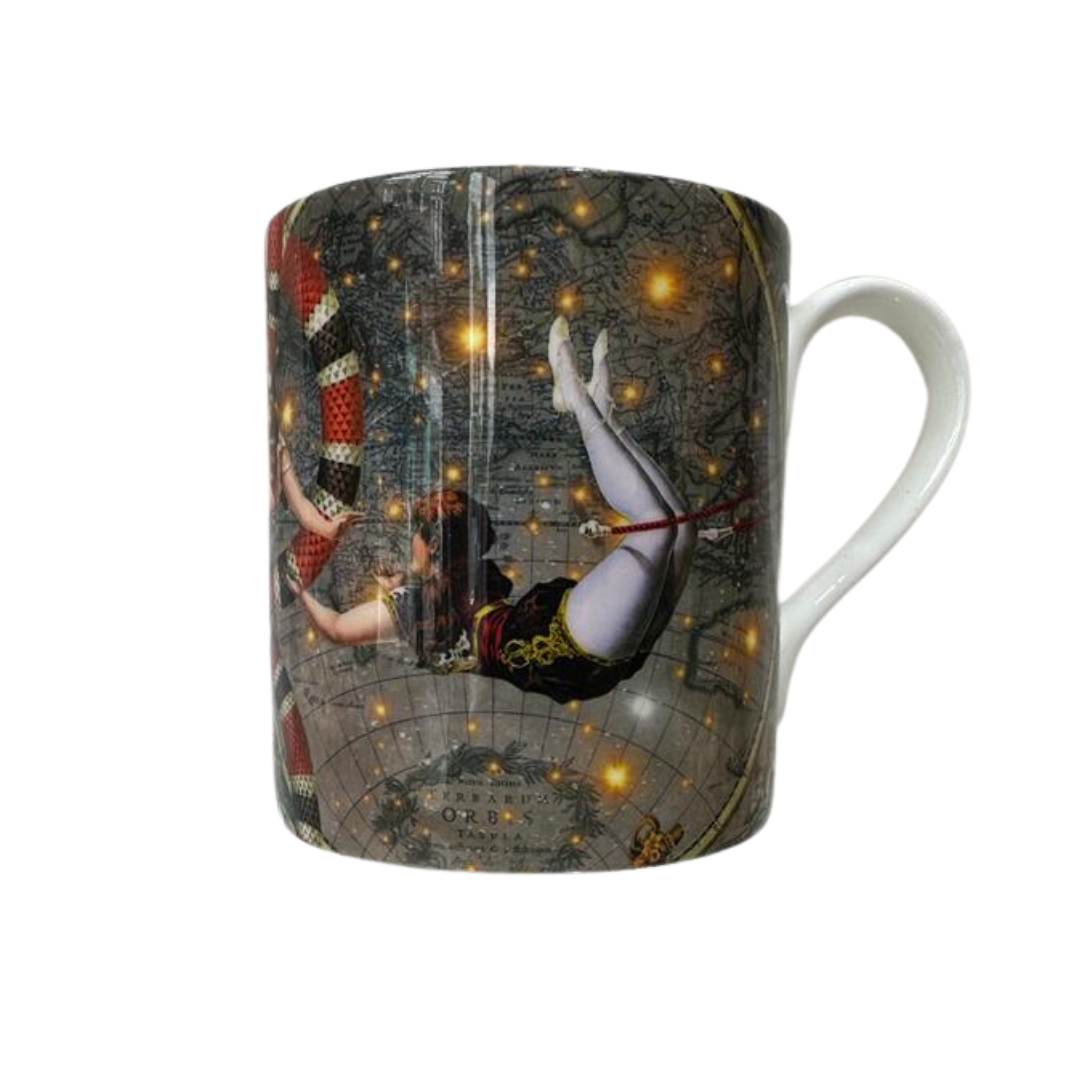 Luxury bone china coffee cup in a maximalist circus design called - Le Cirque Du Monde