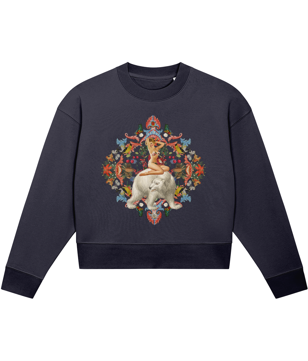 Angel Christmas Cropped Jumper - Navy