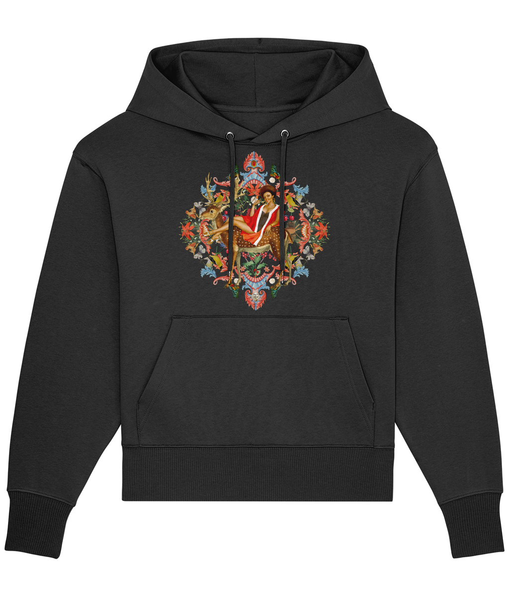 Queenie Christmas Hoodie - Coal Black