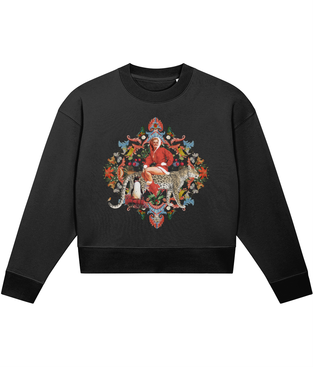 Noelle Organic Cropped Christmas Jumper - Black