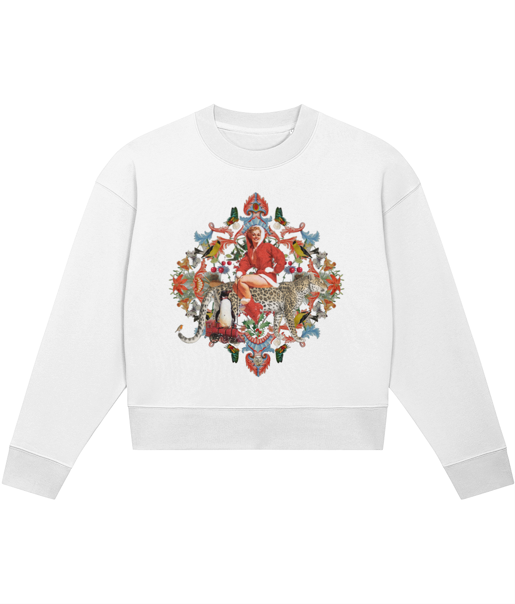 Noelle Organic Cropped Christmas Jumper - Snow White
