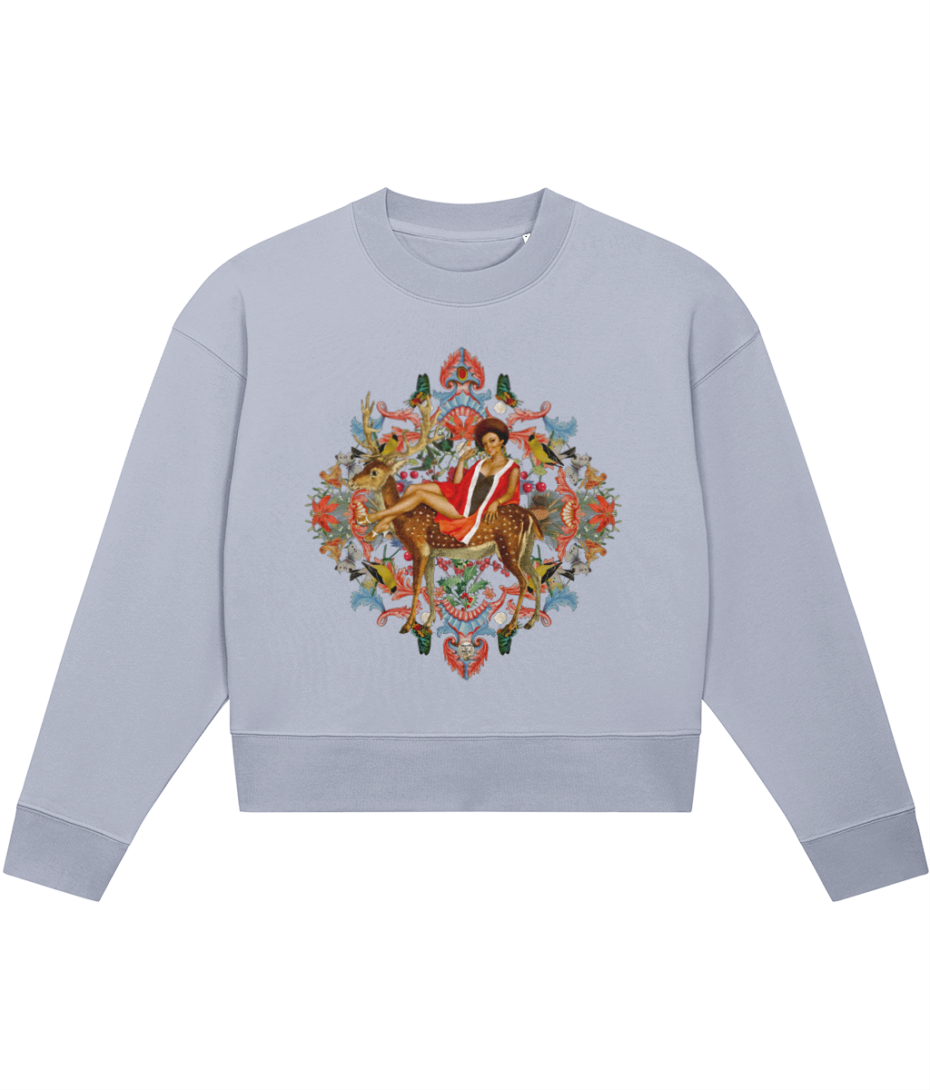 Queenie Christmas Cropped Jumper - Ice Blue