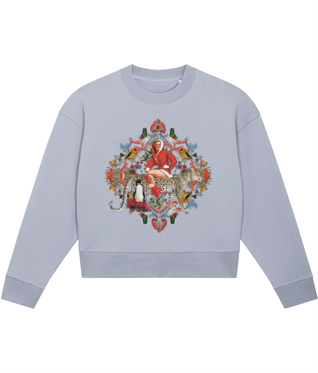 Noelle Organic Cropped Christmas Jumper - Ice Blue