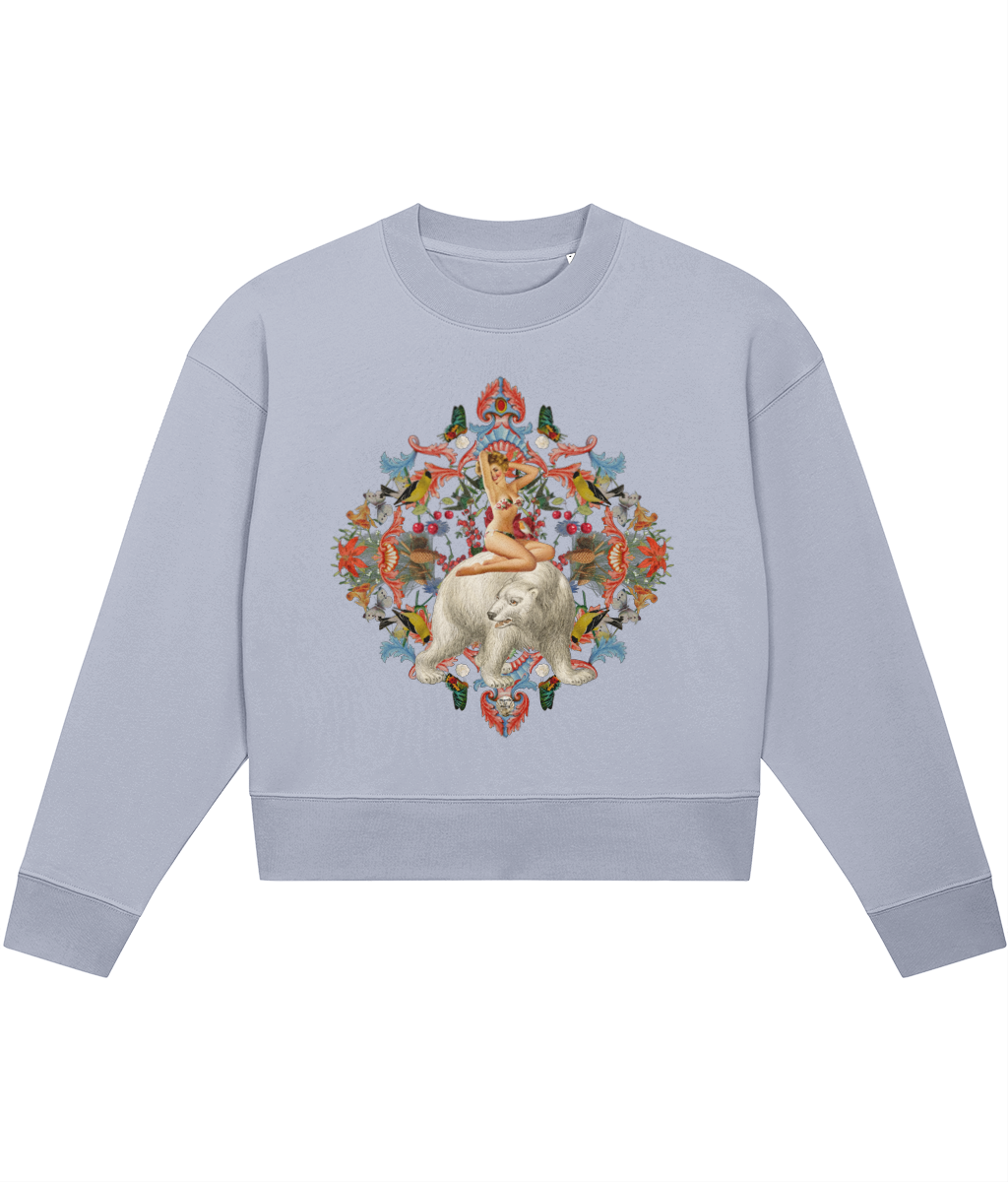 Angel Christmas Cropped Jumper - Ice Blue