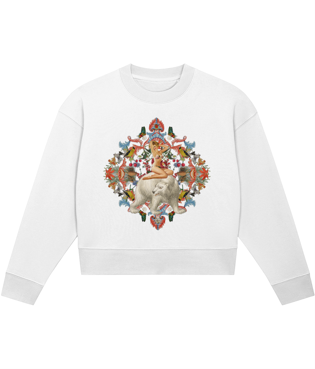Angel Christmas Cropped Jumper - Ice White