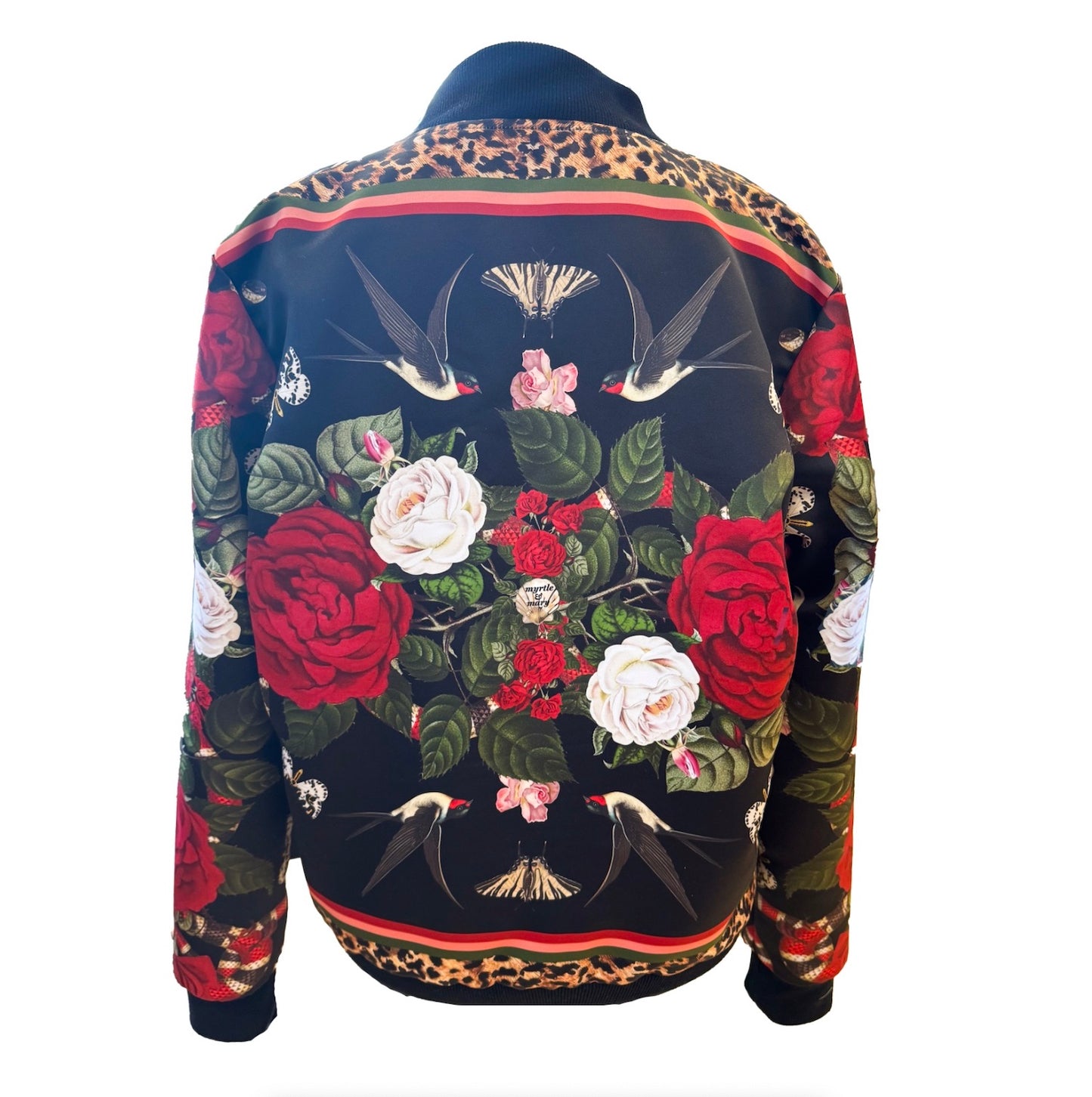 Rock 'N' Roses Women's Satin Bomber Jacket - Ink