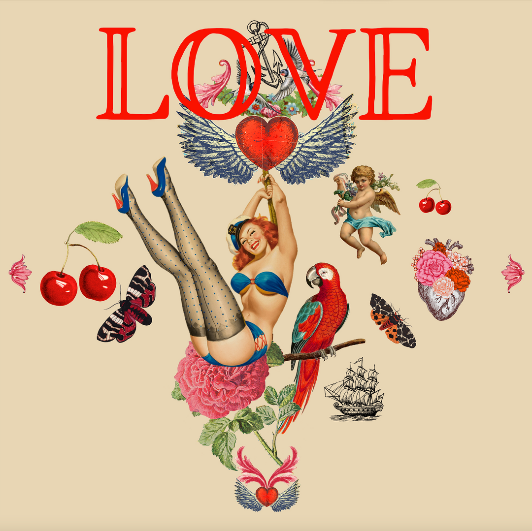 Cherry Love Bomb Print - Crème Brûlée