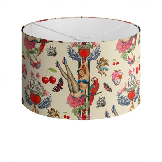 Cherry Love Bomb Drum Lampshade Crème Brûlée