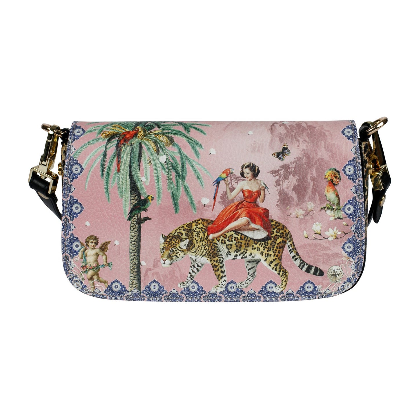 Mary Pink Leather Cross Body Clutch Bag