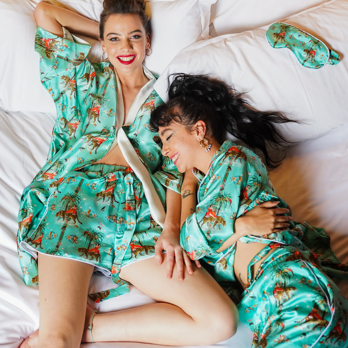 Garden of Eden Breakfast at Tiffany's Silk Pyjamas with Shorts