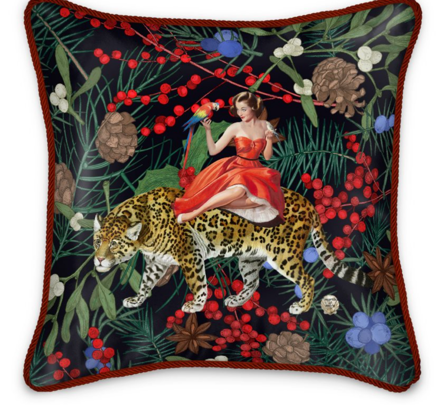 Festive Mary Silk Cushion