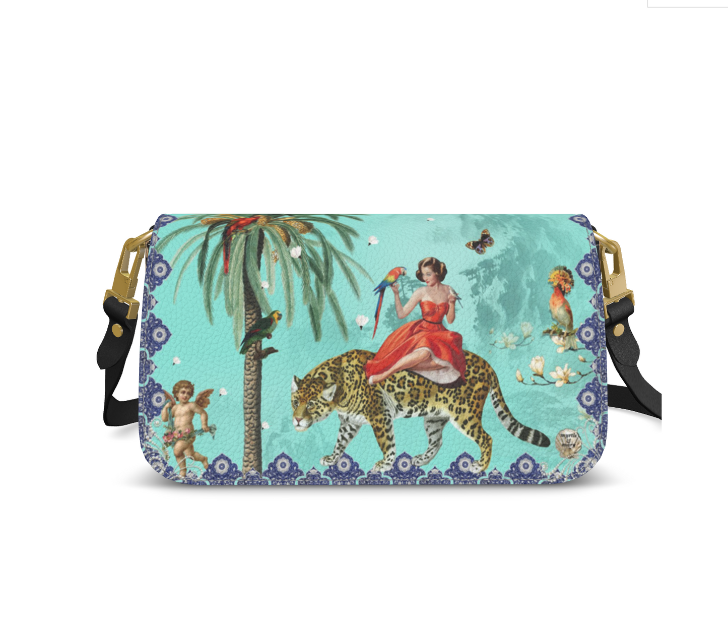 Mary Leather Cross Body Clutch - Turquoise