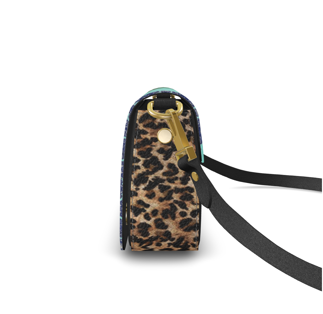 Mary Leather Cross Body Clutch - Turquoise