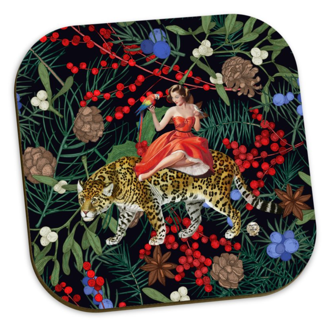 Festive Mary coasters - set of 4