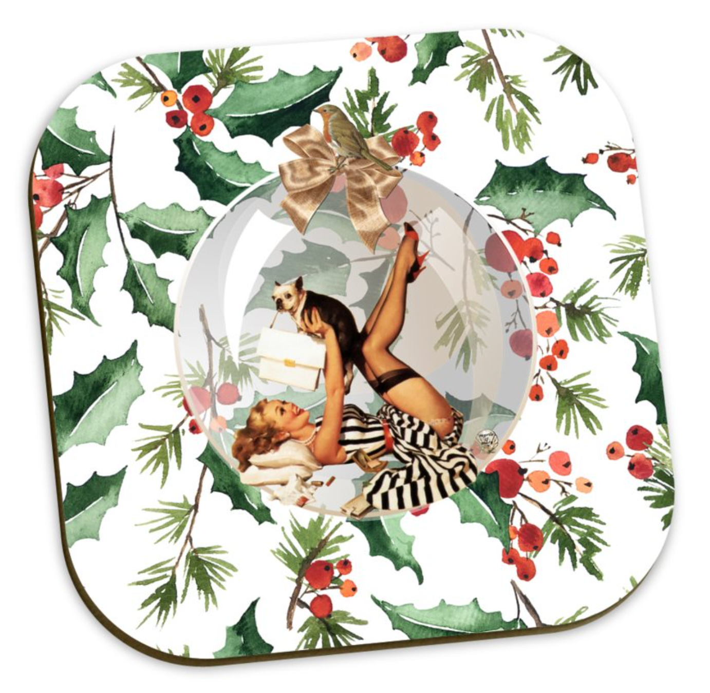 Holly coasters - set of 4
