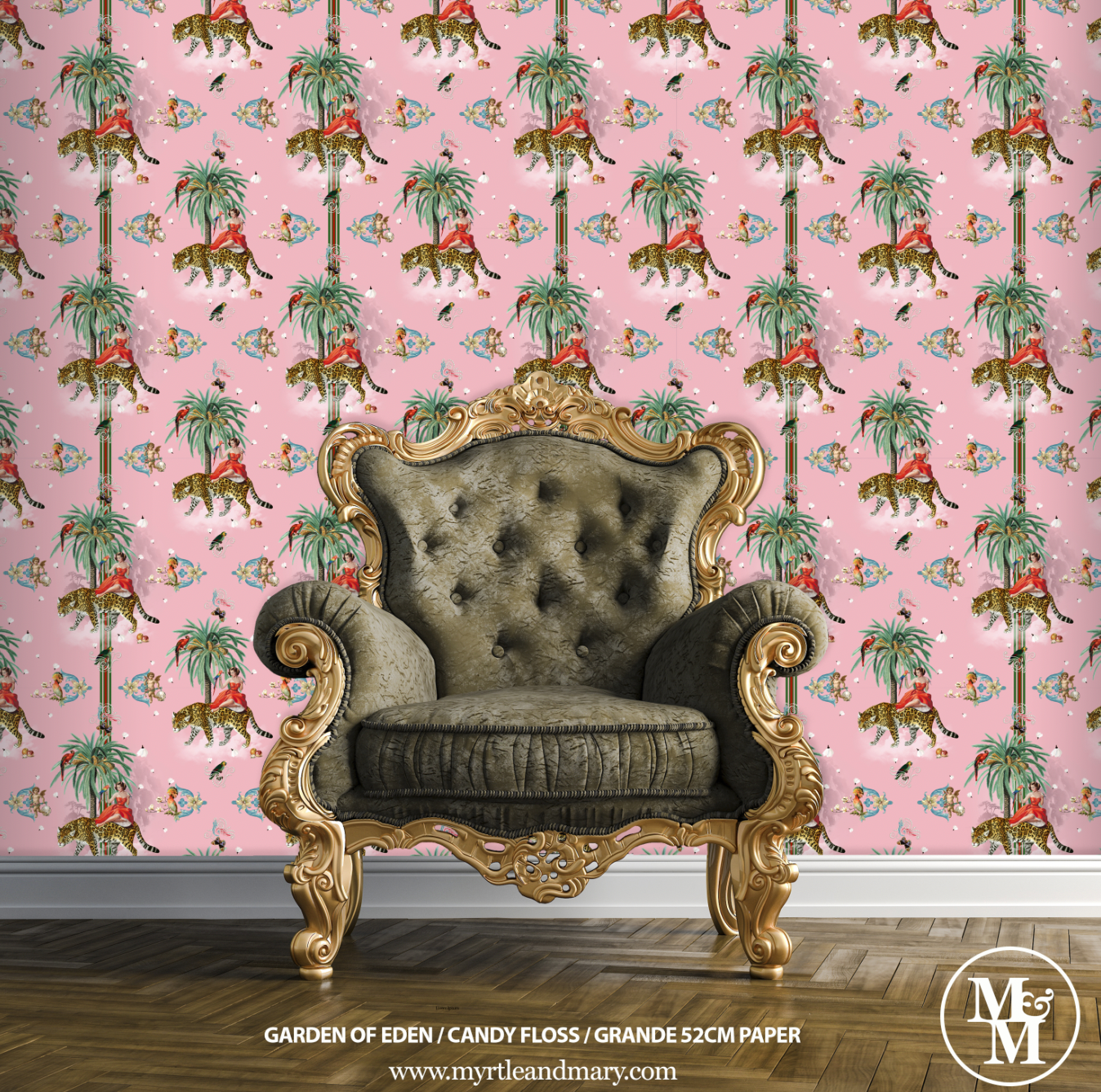 Garden of Eden Grande Wallpaper 52cm Candy Floss