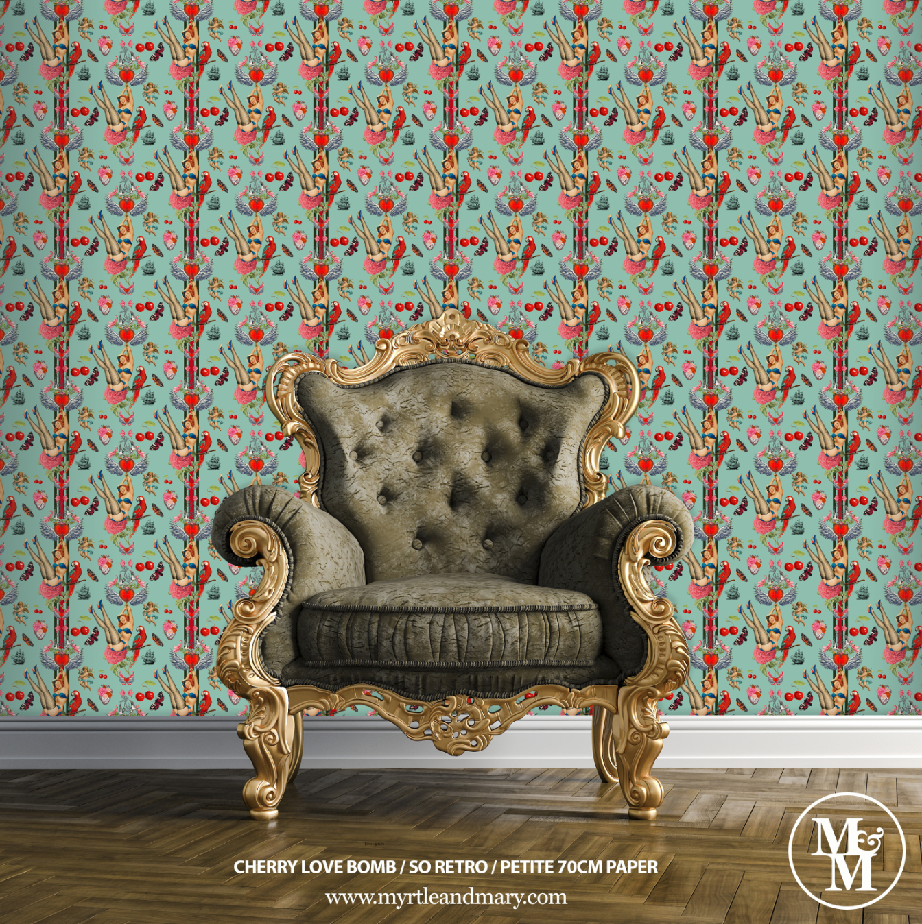 Cherry Love Bomb Petite Wallpaper 70cm So Retro