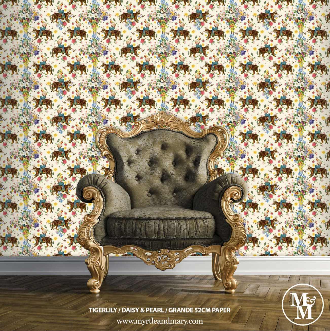 Tigerlily Grande Wallpaper 52cm Daisy and Pearl