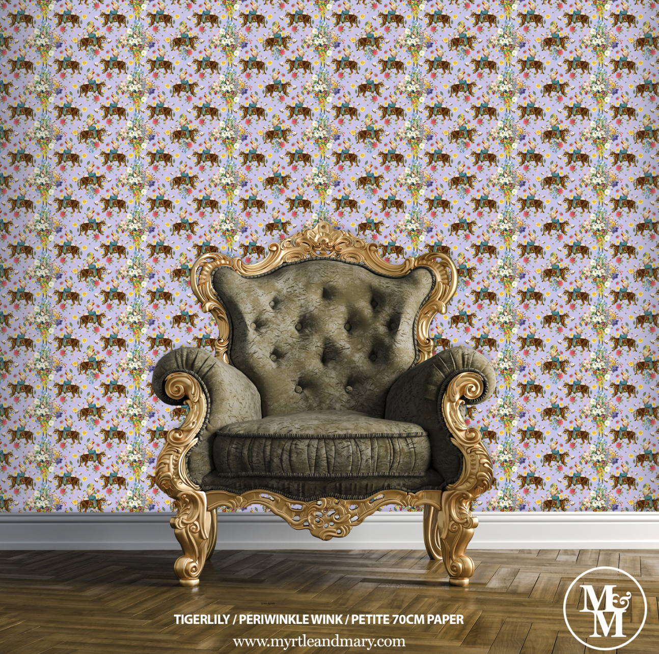 Tigerlily Petite Wallpaper 70cm Periwinkle Wink