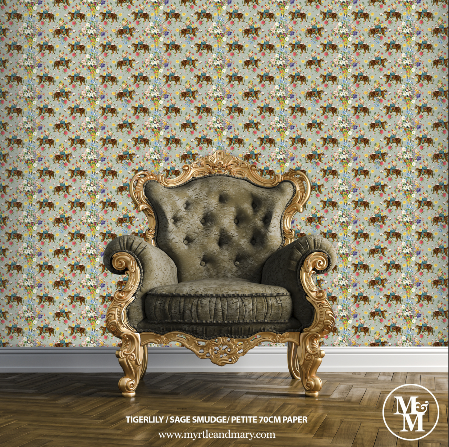 Tigerlily Petite Wallpaper 70cm Sage Smudge