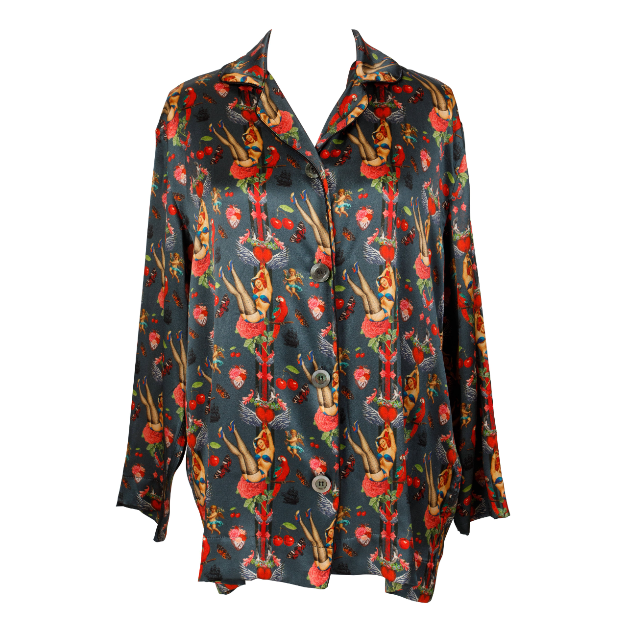 Cherry Love Bomb Silk Pyjama Blouse