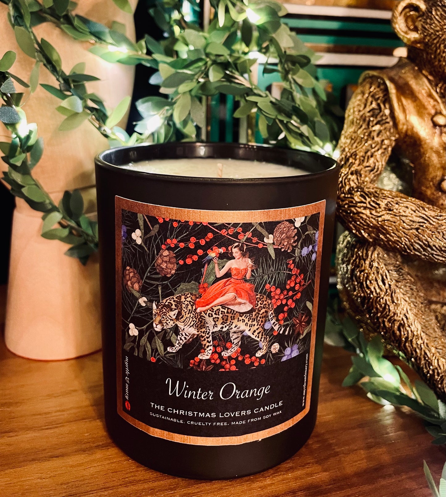 Festive Mary Christmas Candle Winter Orange
