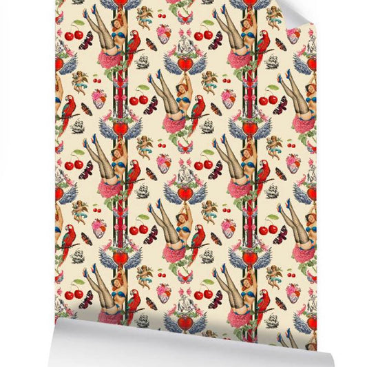 Cherry Love Bomb Petite Wallpaper 70cm Crème Brûlée