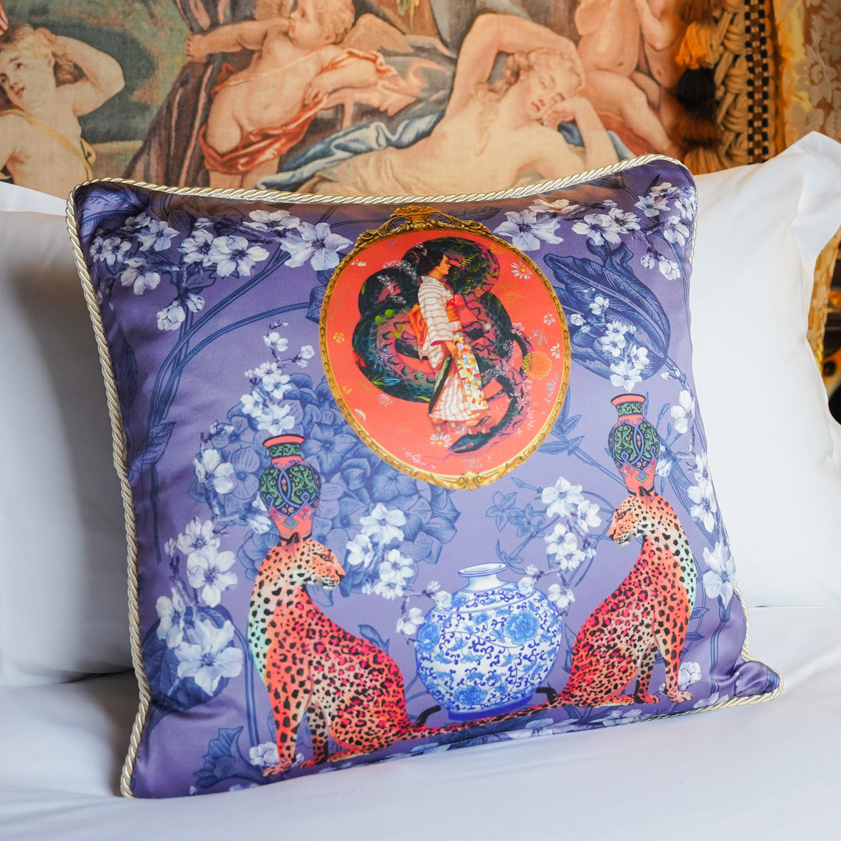 Mishcka Bluebell Silk Cushion