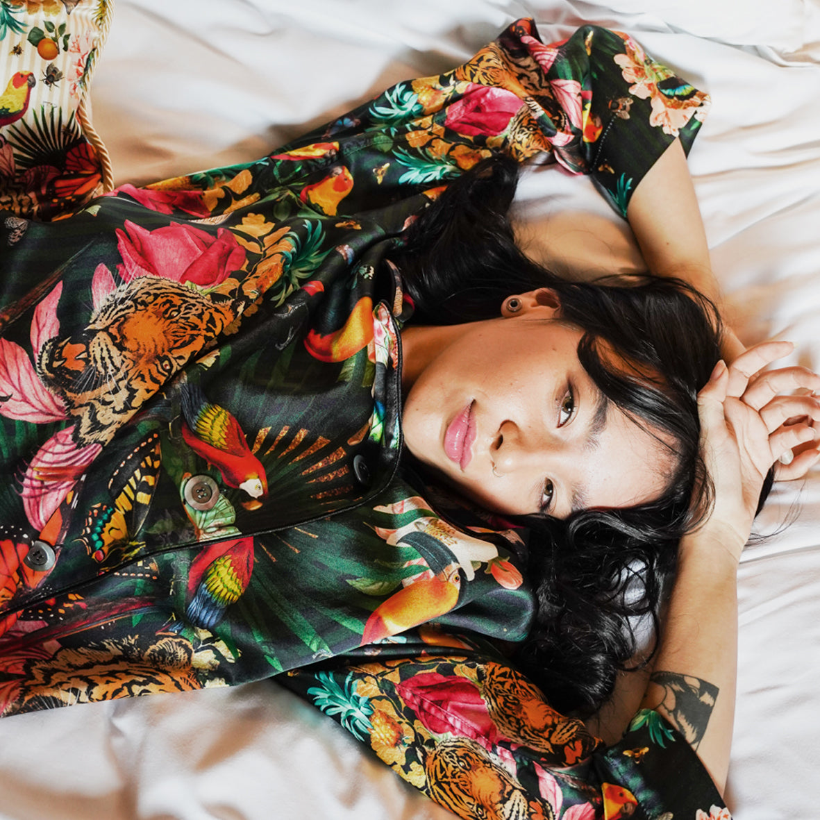 Paradise Lost "Night" - Silk Pyjamas with Shorts