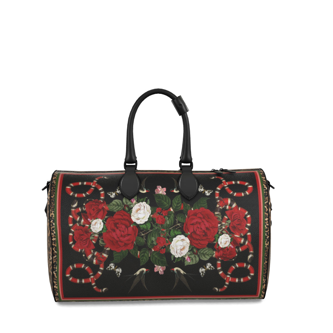 Rock 'N' Roses  - Weekender Leather Duffle Bag - Ink