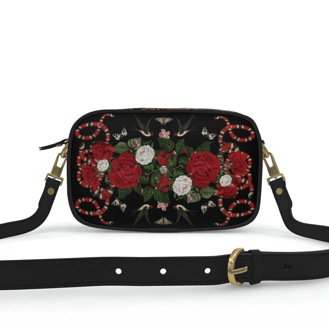 Rock 'N' Roses leather shoulder bag - Ink