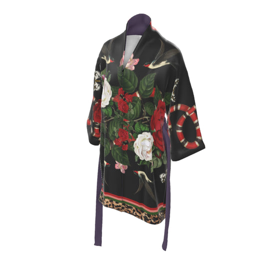 Rock 'N' Roses Silk Sensation Kimono - Ink