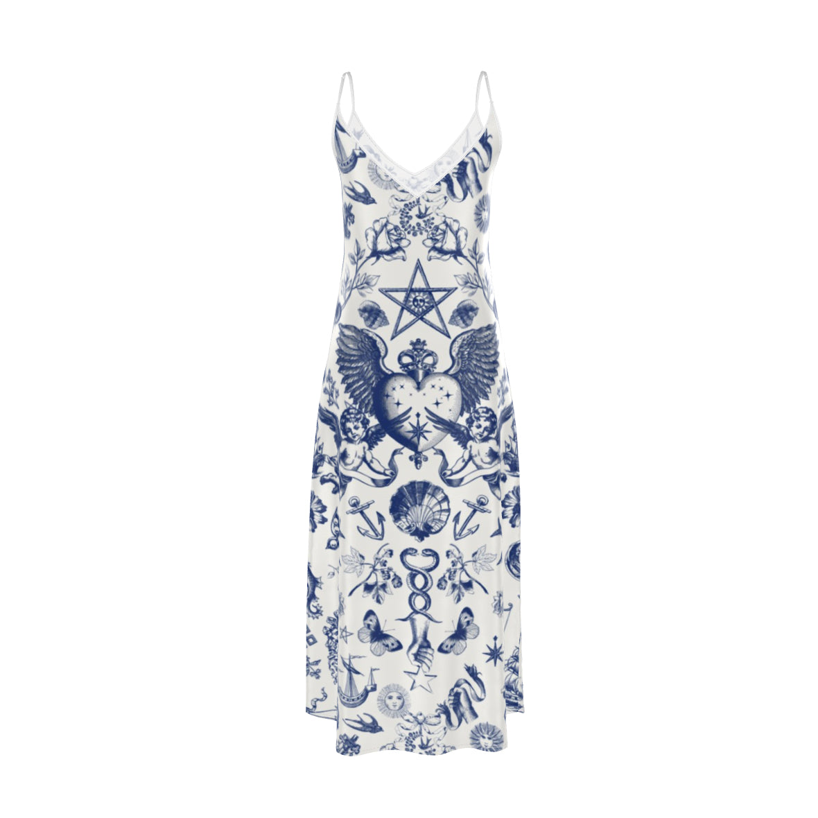 Tattoo Angel Silk Slip Dress