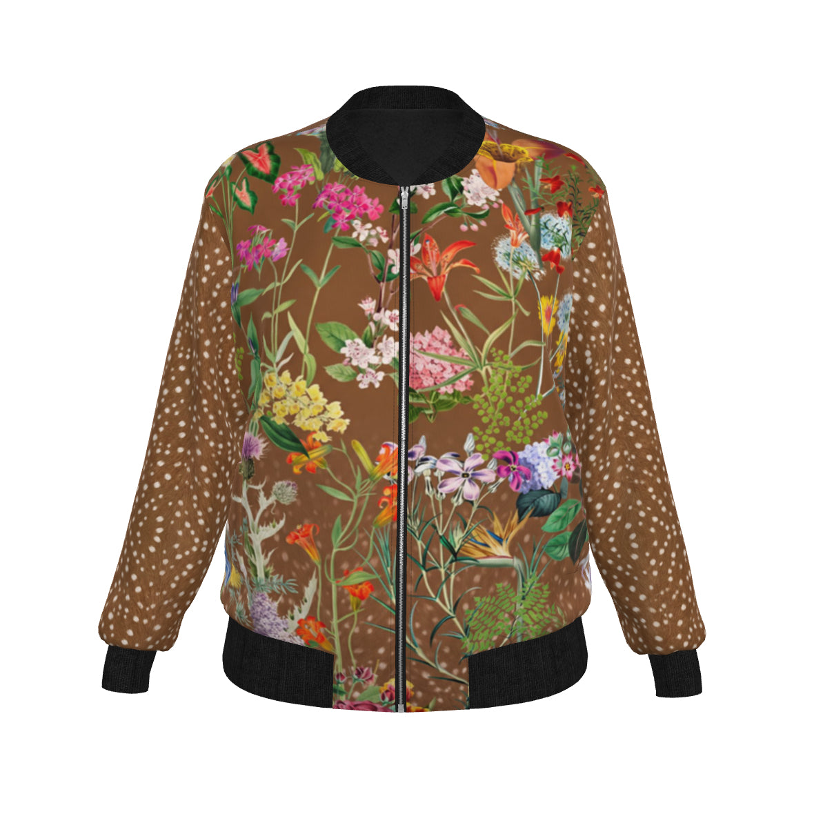 Bloom Fade Fawn Women's Satin Bomber Jacket